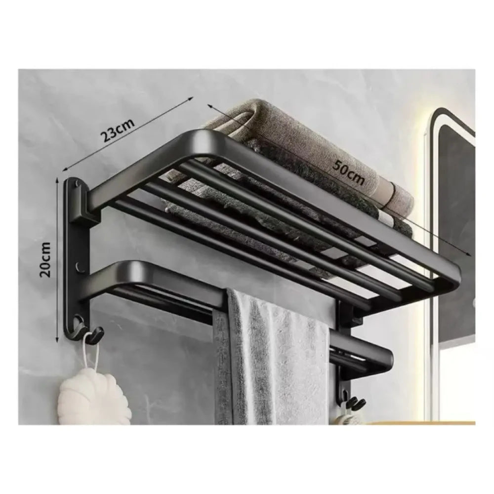 Matte Black Folding Towel Rack