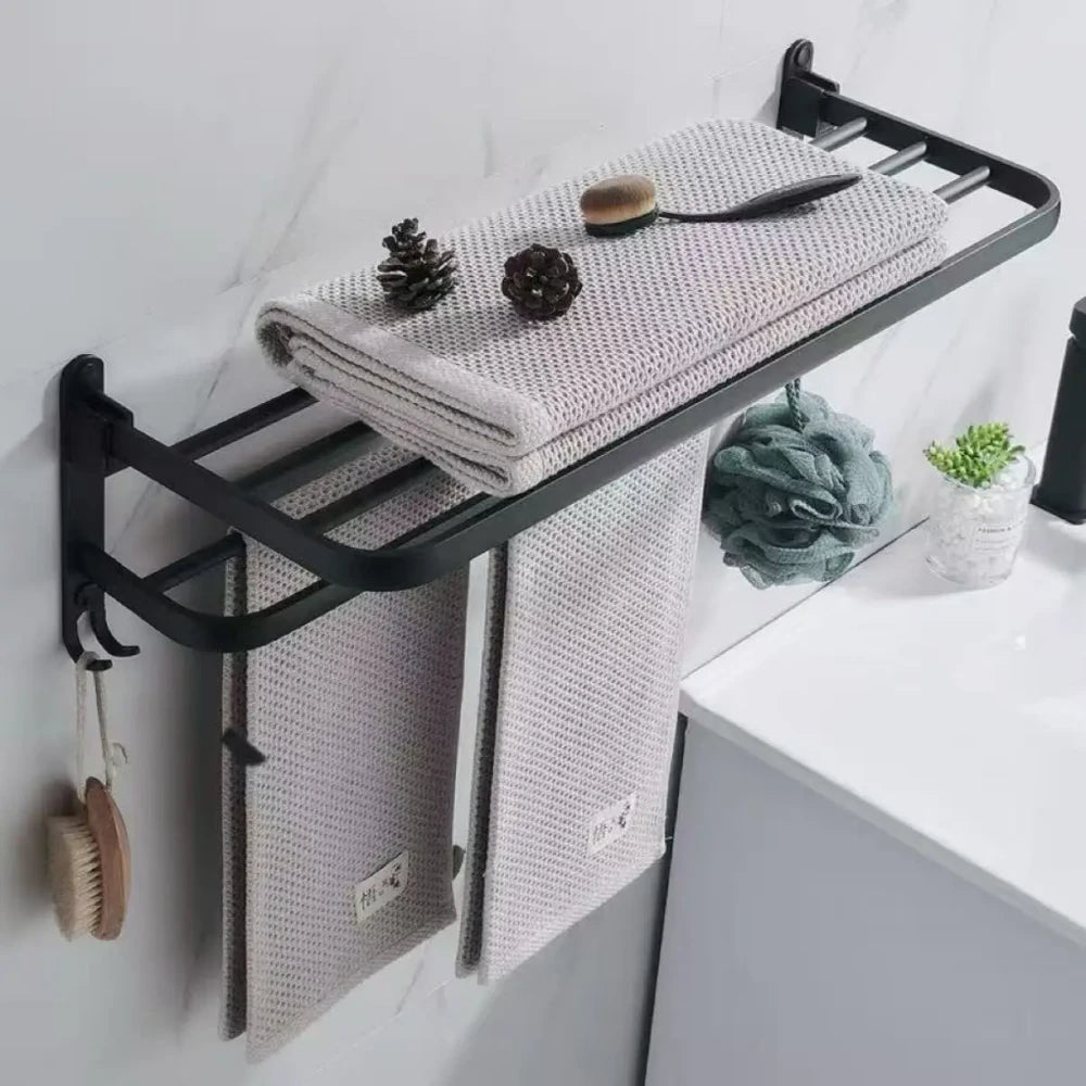 Matte Black Folding Towel Rack – My Store
